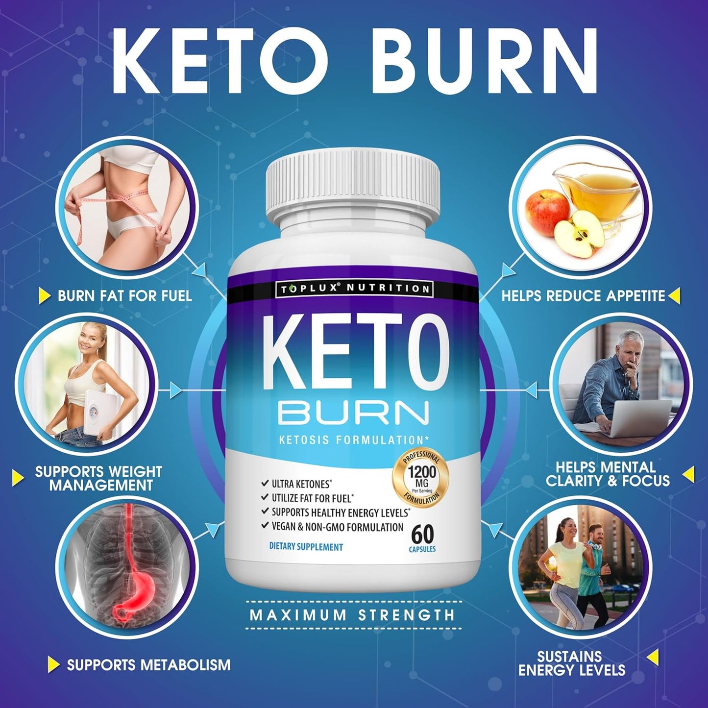Keto Burn Supplement Ketogenic Formula for Men & Women - 60 Count