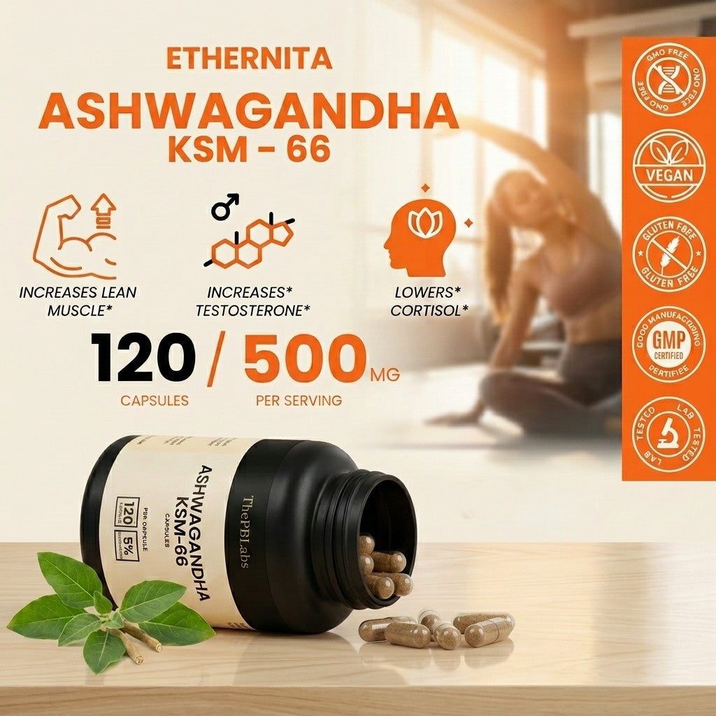 Ashwagandha KSM-66 – Focus, Mood & Energy Support (120 Capsules)
