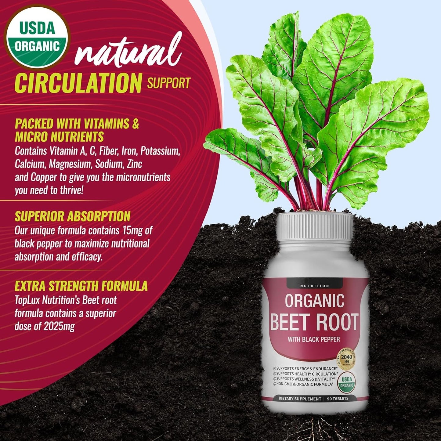 Organic Beet Root Capsules – Circulation & Energy Support