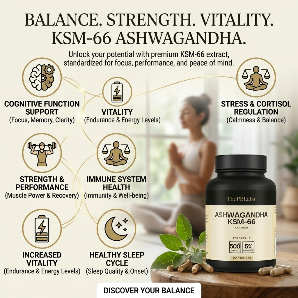 Ashwagandha KSM-66 – Focus, Mood & Energy Support (120 Capsules)